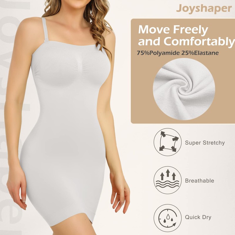JOYSHAPER Strapless Shapewear Slip Dresses for Women Tummy Control Slips