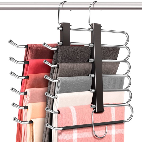 𝐍𝐞𝐰𝐞𝐬𝐭 6 Tier Pant Hangers Space Saving - 2 Pack