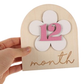 STOBOK Baby Monthly Milestone Cards Sign 1-12 Month Wooden Discs Newborn Photography Props Pregnancy Journey Birth Announcement Sign