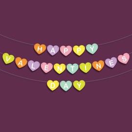 Happy Valentine's Day Letters in Hearts Banner