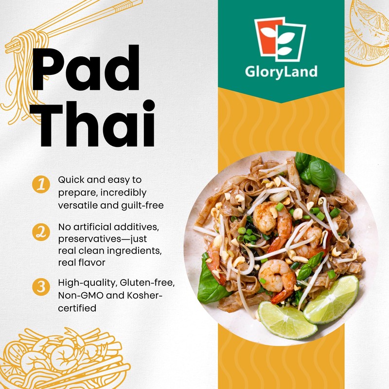 Gloryland Pad Thai Noodles and Sauce Meal Kit (28oz) -