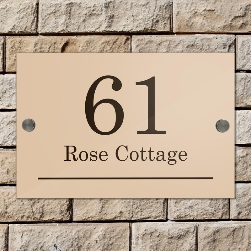 Badgemaster Modern Desert Beige House Number Sign Plaque Stainless Steel