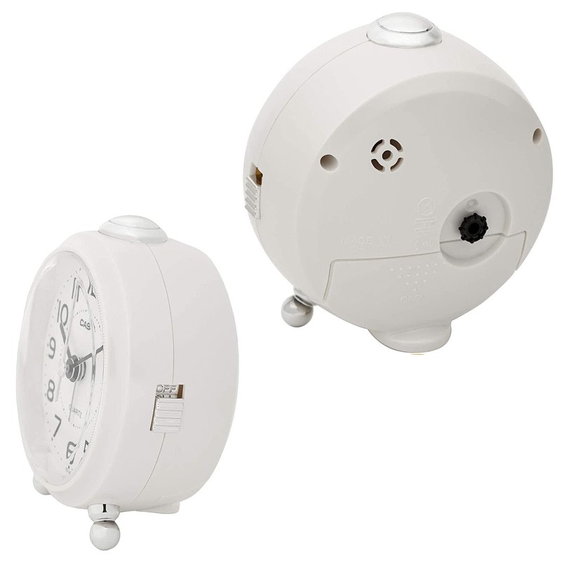 Casio TQ-149-7JF Alarm Clock, White, Analog, Small, Snooze Light, White