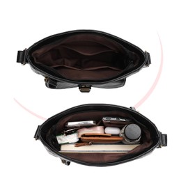 KouLi Buir Cross Body Bag Purses for Women - PU Leather Shoulder Handbags Sling Bag Medium Multi Pocket Lightweight (Black)