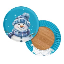 Sellikakes - Fundas para taburetes de bar de Navidad, diseño de muñeco de nieve, color azul, para asiento redondo, 12-14 pulgadas, funda suave para silla de fiesta, cocina, club, lavable, paquete de 2