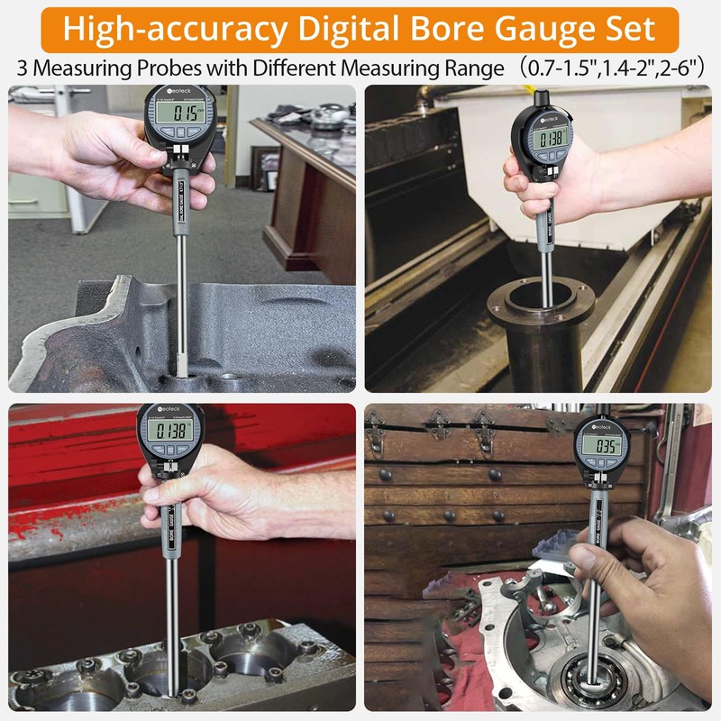 Neoteck Digital Dial Indicator Bore Gauge with 0.7"-6"/0.0005" Measuring Range