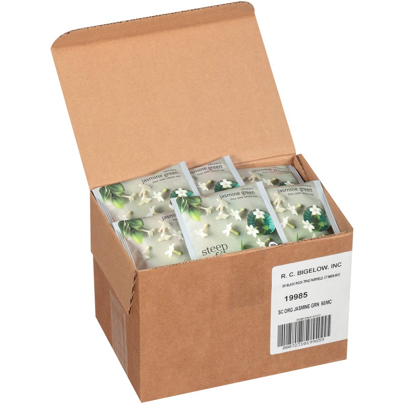 Steep Café Organic Jasmine Green Tea, 50 Bags per Box,