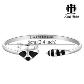 Zuo Bao Funny Raccoon Gift, Live Fast Eat Trash Bracelet, Raccoon Lover, Animal Welfare Jewelry, S, Copper, No Gemstone, S, Copper, No Gemstone, Copper, No Gemstone