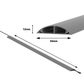 CILSON 11.81" Cord Cover W1.97 H0.47, Grey, Strong Self-Adhesive, Impact, Floor/Wall Cable Protector, Protect Wires & Prevent Cable Trips, Cable Management Solution - Cord Cavity