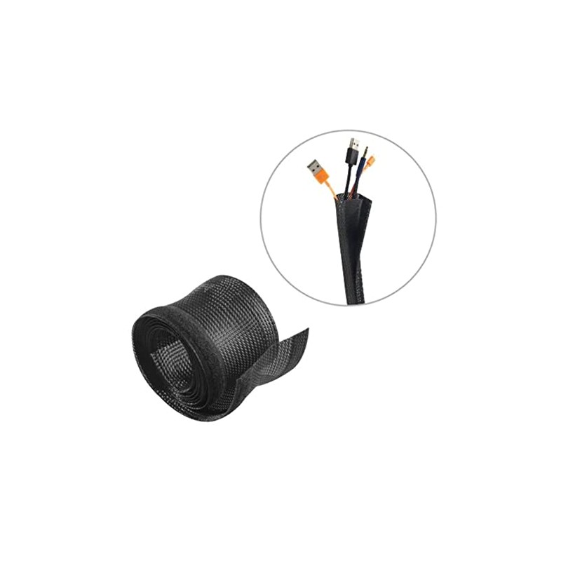 Brateck Flexible Cable Wrap Sleeve with Hook and Loop Fastener,