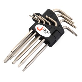 Jetech 8-Pieces Long Arm Security Bit Wrench Set,Tamper Resistant Star-Torx Key Wrench (with Hole), S2 Steel,Size Includes T5, T6, T7, T8, T9, T10, T15, T20