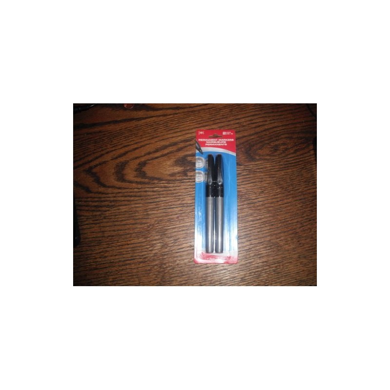 JOT Permanent Markers, black ink, fine tip, 2 pack