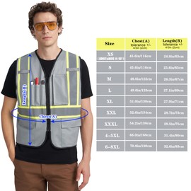 A-KSAFETY Grey Reflective Safety Work Vest Hi Vis Construction Vest With Pocket