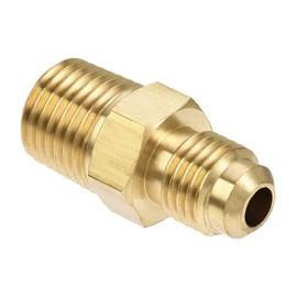 TA-VIGOR Brass Pipe Fitting, 1/4 SAE Flare to 1/4NPT Male Thread Tube Fitting, Tubing Adapter Hose Connector for Air Conditioner Refrigeration - 1PCS
