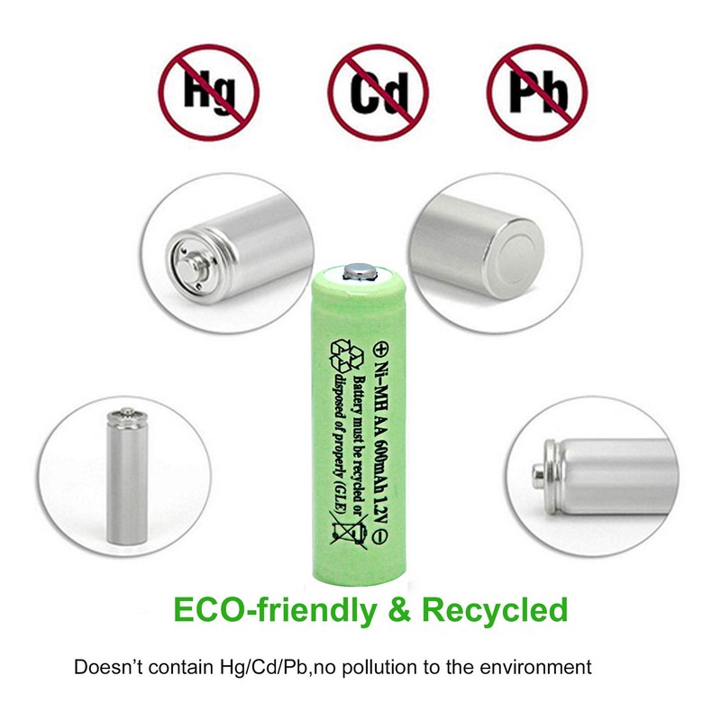 NiMH AA - Pilas recargables (600 mAh, 1,2 V, 12