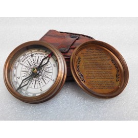 KHUMYAYAD Olid Brass Pocket Compass Navigation Compass Vintage Nautical Fully Functional Compass with Leather Case