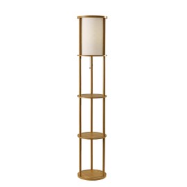 Adesso 3117-12 Stewart Round Shelf Floor Lamp, Natural Wood Finish
