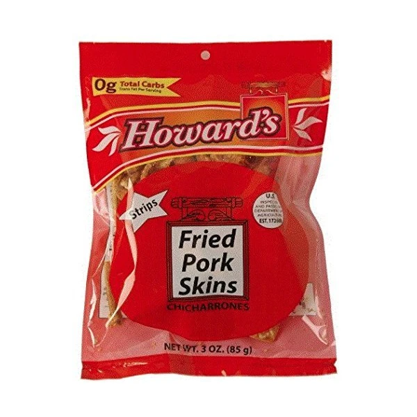 Howards Fried Pork Skins Strips | Crispy Texture, Low Carb,