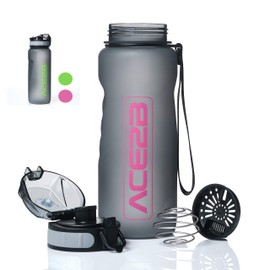 ace2b Water Bottle 800 ml Sports & Fitness with Shaker Ball for Protein Shakes + Strainer I Sports Bottle for Gym Bicycle Outdoor I Tritan BPA Free, Leak-Proof