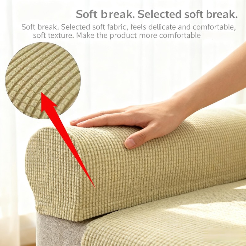 Yogsey Beige Chair Arm Covers - Spill & Scratch Proof
