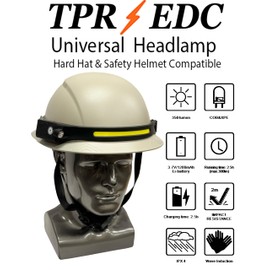 TPR Industrial Universial Hard Hat Headlamp, USB-C Rechargeable, LED Headlamp, Features 230° Wide Beam, Spotlight, and Motion Sensor