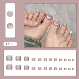 Glitter Cat Eye Press on Toenails Short Square Fake Toenails Reusable Full Cover Toe Nails for Women DIY Charm Manicure