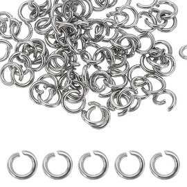 sourcing map 120pcs Open Jump Rings, 8mm Stainless Steel Split O Rings 1.5mm Thick Connector Ring for Bracelet Necklace Pendant Jewelry Keychain DIY Craft Making, Silver
