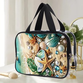 HXYQMMY Diamond Art Kits for Adults, Sea Star Makeup Bag DIY Craft Kit with Tools, 5D Diamond Painting Purse for Women, Sparkling Cosmetic Bag Gift Idea