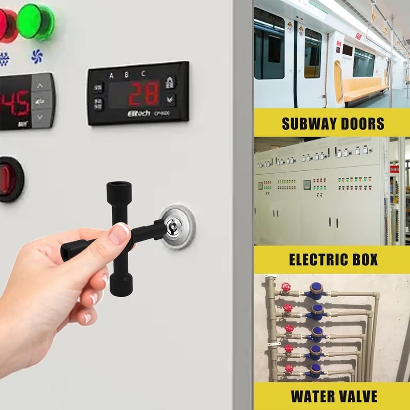 4-Way Multi-Functional Utilities Key, 2 Pcs Zinc Alloy Meter Box
