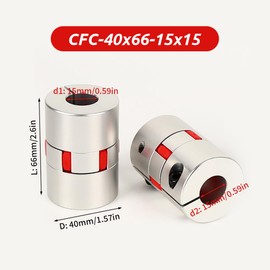 15 mm to 15 mm Flexible Shaft Coupling, Diameter 40 mm Length 66 mm Aluminium Motor Connector Flexible
