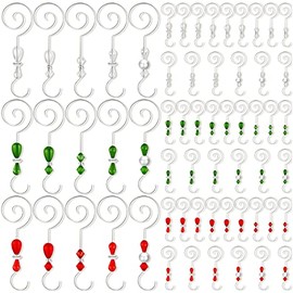 45 Pieces Christmas Hook Acrylic Wire Ornament Hook Christmas Ornament Hooks Xmas Tree Ornament Hooks Holiday Ornament Hanger Hooks for Christmas Home Decoration (Silver)