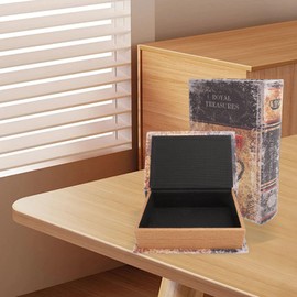 SIXRUN Vintage Storage Book Box,Decorative Book Box Vintage Wood Faux Book Box Trinket Keepsake Storage Box for Women Kids Gifts Home Decor Royal Treasures Words