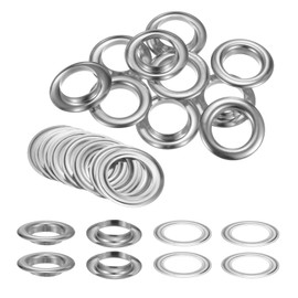 sourcing map 10Set Grommets Eyelets with Washers 30mm Copper Metal Eyelets Kit for Fabric Curtain Tarps Leather Belt Shoes Bag DIY, Silver Tone