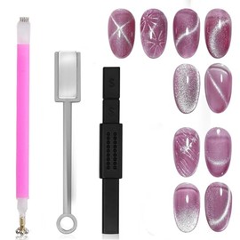 MAYCHAO 3Pcs Cat Eye Magnet Nail Art Tools - Double-Head Gel Polish Pen, Magnetic Wand & Sticks for Salon & DIY Manicure Design