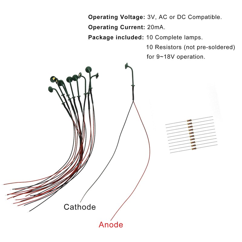 Evemodel 10pcs Model Railway 1:87 Hanging Lamp Outdoor Wall Goose