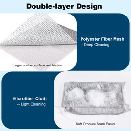 Dersyer Non-Scratch Wire Dishcloth, Double Layer Wire Dishwashing Rags, Microfiber Cleaning Cloth Side for Light Cleaning, Shiny Polyester Side for Deep Cleaning, 8.9x7 Inches, 10 Pack