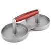 Non-Stick Double Burger Press Mould Aluminum Alloy with Wooden Handle