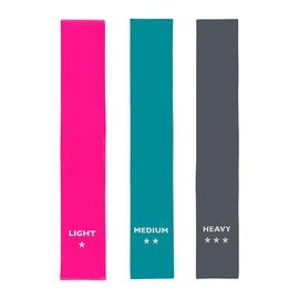 UPFIT - Fitness Bands, Fitness Band - Elastic Fitness Band - 3 Rubber Bands - 3 Resistance Levels (Light, Medium & Heavy) - 3 Colours: Pink, Blue & Grey - Durable - Easy to Use