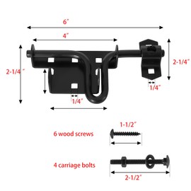 Slide Bolt Gate Latch,Sliding Bolt Door Lock with Padlock Hole for Wooden Fence and Vinyl Gates,mainly used for Fence,shed Door,Yard Door,Barn Door,Outdoor and indoors,Coated with Black-1 pack
