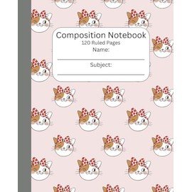 Ginger Cats With Bows: Composition Notebook 120 Ruled Pages For Students