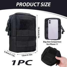Multipurpose Tactical Molle Pouch Small Men Belt Waist Bag Utility for EDC Gadget Cell Phone Pack Bag Molle Blet Holster with Detachable Quick Release Strap Pocket for Outdoors Hunt Camp Travel Black