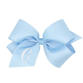 Wee Ones Girls' Initial It Monogram Hair Bows on a WeeStay No Slip Hair Clip, For All Ages and Hair Types, Blue Bow, King Size, Letter G