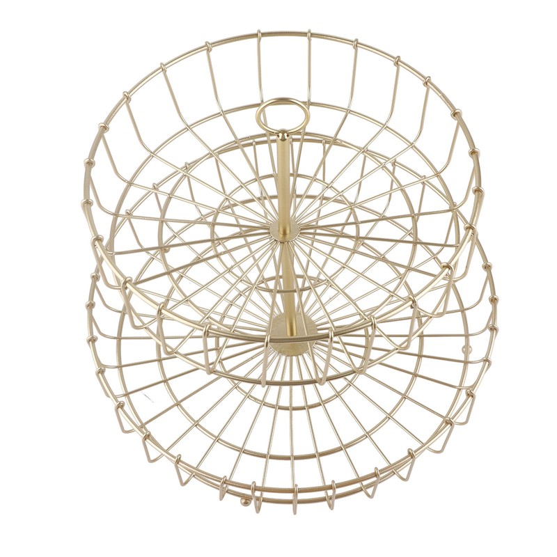 2 Tier Fruit Basket Iron Round Golden Nordic Household Snack