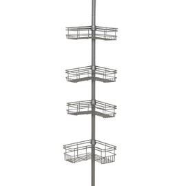 Zenna Home 2130NN Shower Tension Pole Caddy, Satin Nickel