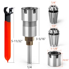 MEIGGTOOL Brocas de extensión de brocas de vástago de 1/4 pulgadas ER20M Adaptador convertidor de portabrocas extensor, convierte brocas de vástago de 1/2 pulgada y 1/4 pulgadas para fresar herramientas de torno y máquina de grabado CNC