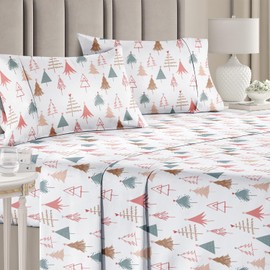 Flannel Christmas Sheets - 100% Cotton Flannel Sheet Set - Full Size - Extra Soft & Cozy - Thick Warm Heavyweight Winter Bed Set - Deep Pocket Holiday Bedding for Women, Men & Kids - Christmas Tree