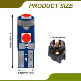 RGOAANC 20PCS T5 LED Lights for Car Dashboard, Dashboard Bulbs, T5 37 74 LED Bulb with Twist Lock Socket, Car Accessories Bright Light for Instrument Cluster Dashboard Panel Gauge Indicator (Red)