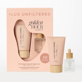 + Lux Unfiltered Mini Golden Hour Set - Includes Best Sellers N°32 Gradual Self Tanner Santal 1.7 fl oz & N°12 Face Tanning Drops 0.27 fl oz - Trial Size Self Tanner - Vegan & Cruelty Free