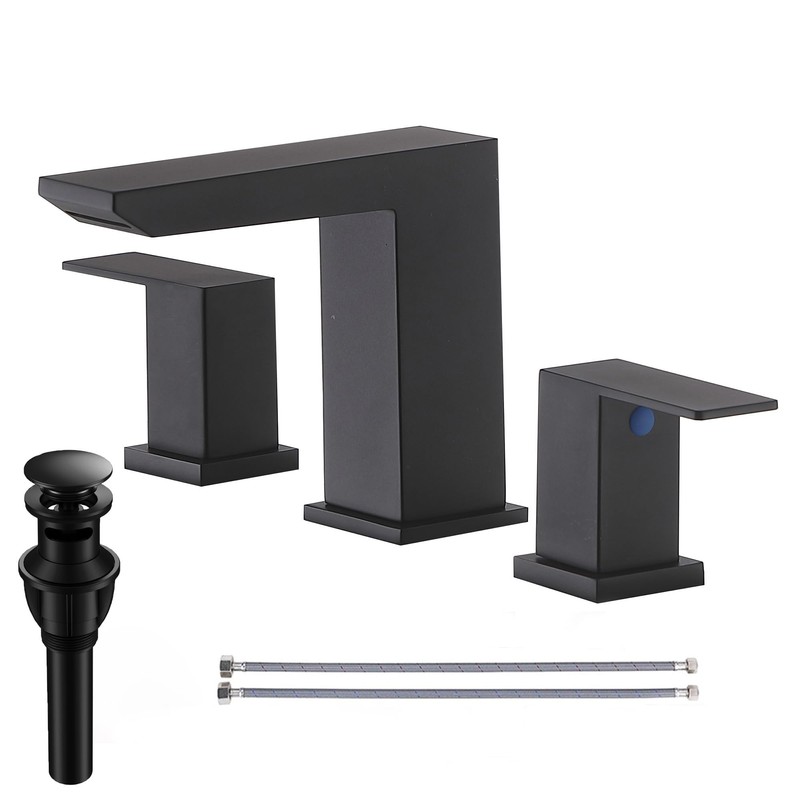 VCCUCINE Black Waterfall Bathroom Faucet 8 Inch Widespread Bathroom Sink