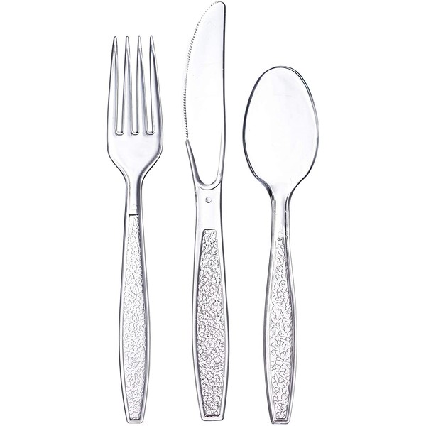 [360 Combo Box] Clear Heavyweight Disposable Plastic Silverware - Cutlery
